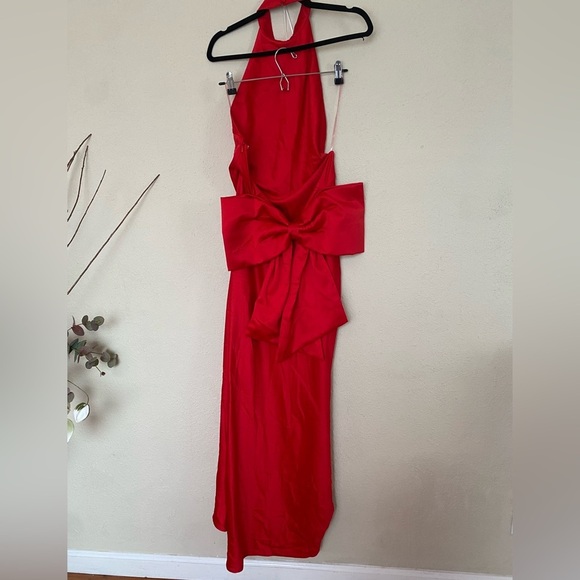 HOUSE OF CB 'Ilaria' Red Bow Halter Maxi Dress NWOT size XS - Picture 7 of 11